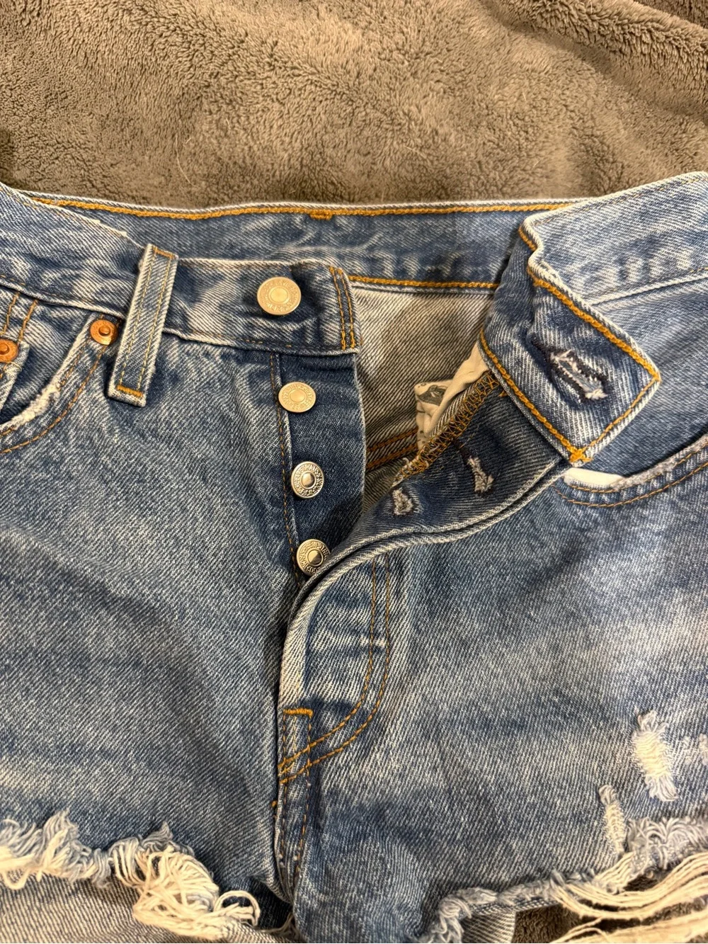 Levi's Distressed Blue Denim Cutoff Shorts